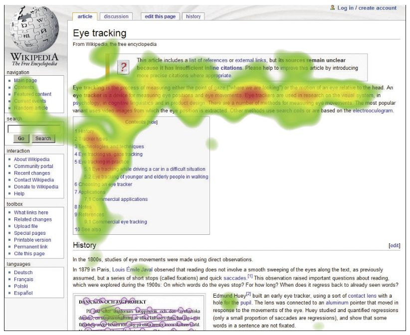 图3-16 维基百科页面的热力图分析